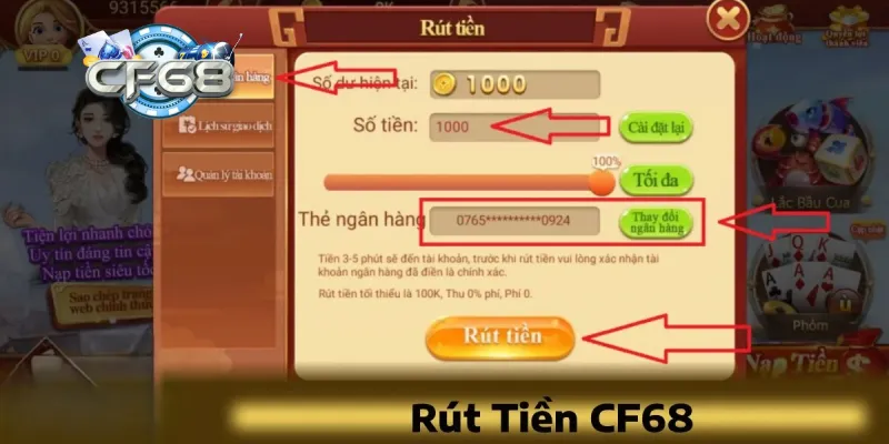 Các điều kiện cần nắm để rút tiền CF68